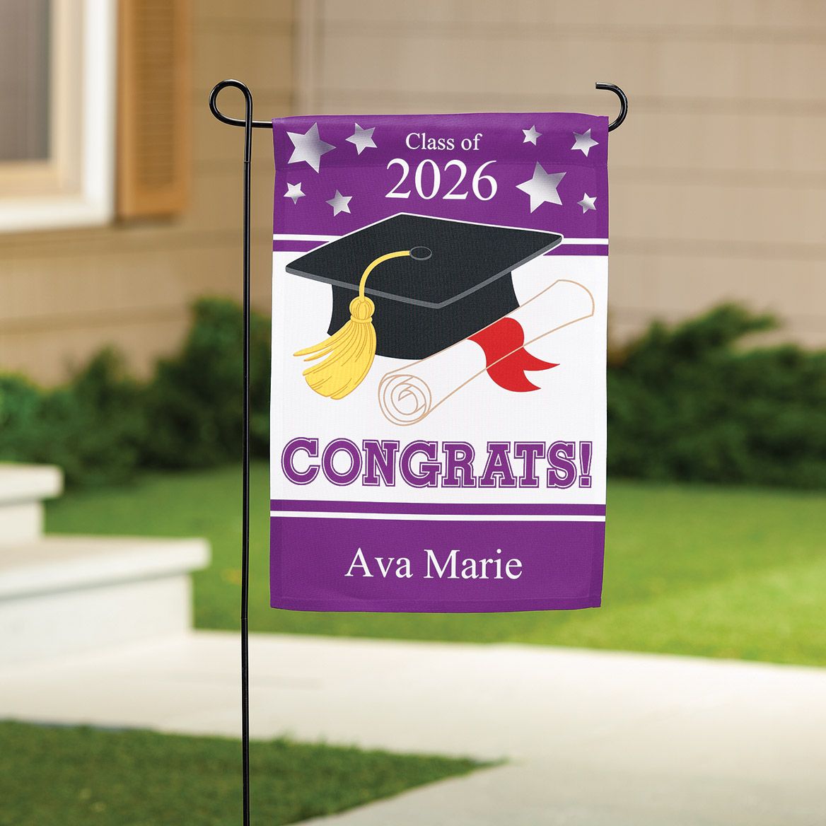 Personalized School Colors Graduation Garden Flag + '-' + 373049