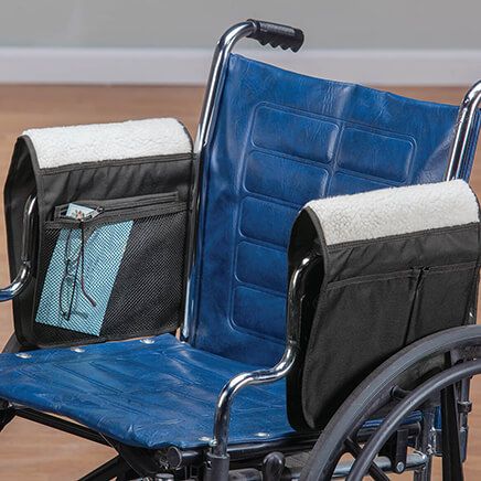 LivingSURE™ Sherpa Wheelchair Armrest Covers with Pouch-373321