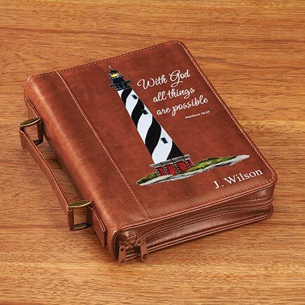 Personalized Lighthouse Brown Bible Case-373337