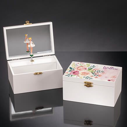 Personalized Watercolor Floral Musical Jewelry Box-373757