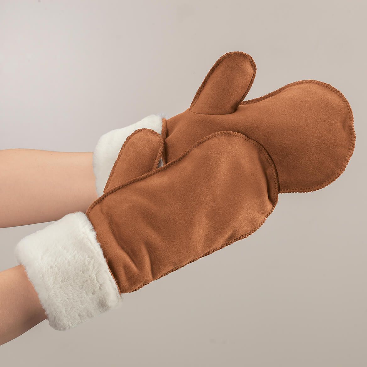 Faux Suede Fur Lined Mittens + '-' + 373795