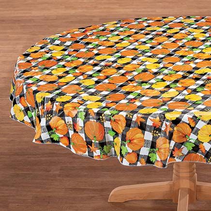 View product details for Pumpkin Plaid Vinyl Table Cover by Chef's Pride™