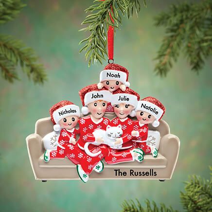 Personalized Family with Cat Ornament-373986