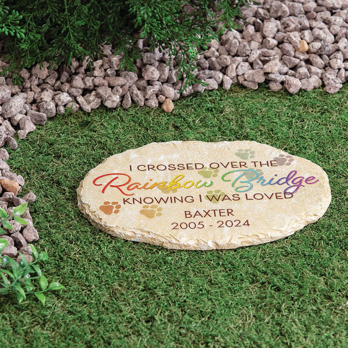 Personalized Oval Rainbow Bridge Pet Memorial Garden Stone + '-' + 374118