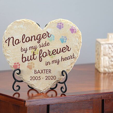 Personalized Heart-Shaped "No Longer By My Side" Pet Memorial Garden Stone-374120