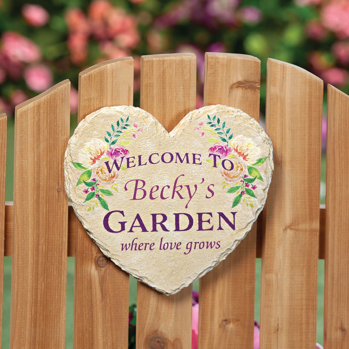 Personalized Heart-Shaped "Where Love Grows" Garden Stone + '-' + 374121