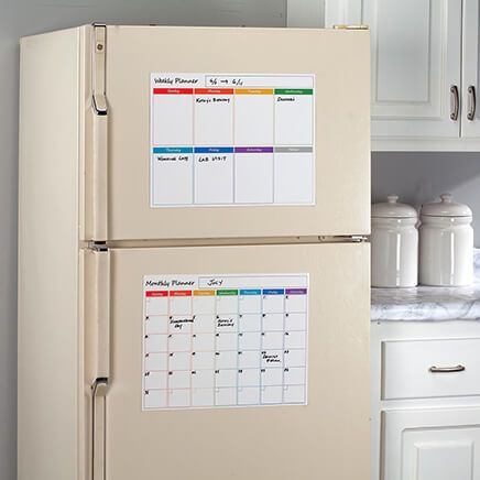 Monthly Erasable Calendar and Weekly Magnet Set for Fridge-374315