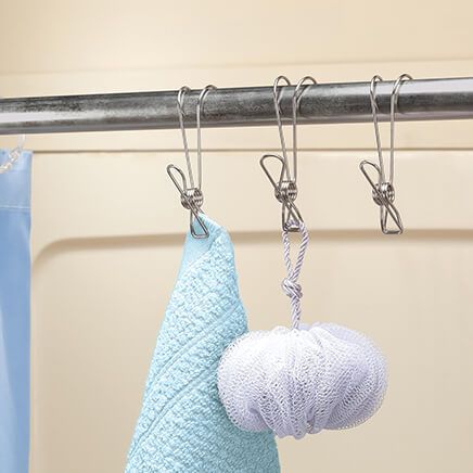 Stainless Steel Clothespin Hooks, Set of 12-374380