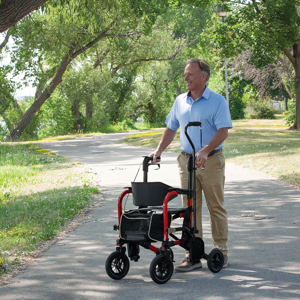 Rollator Walker and Transport Wheelchair Combo by LivingSURE™ + '-' + 374393