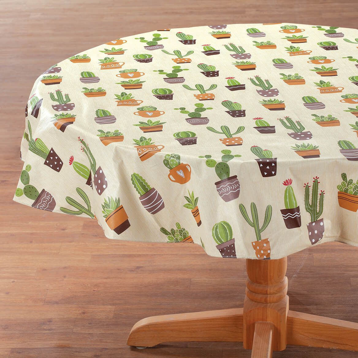 60" Round Cactus Design Vinyl Table Cloth + '-' + 374501