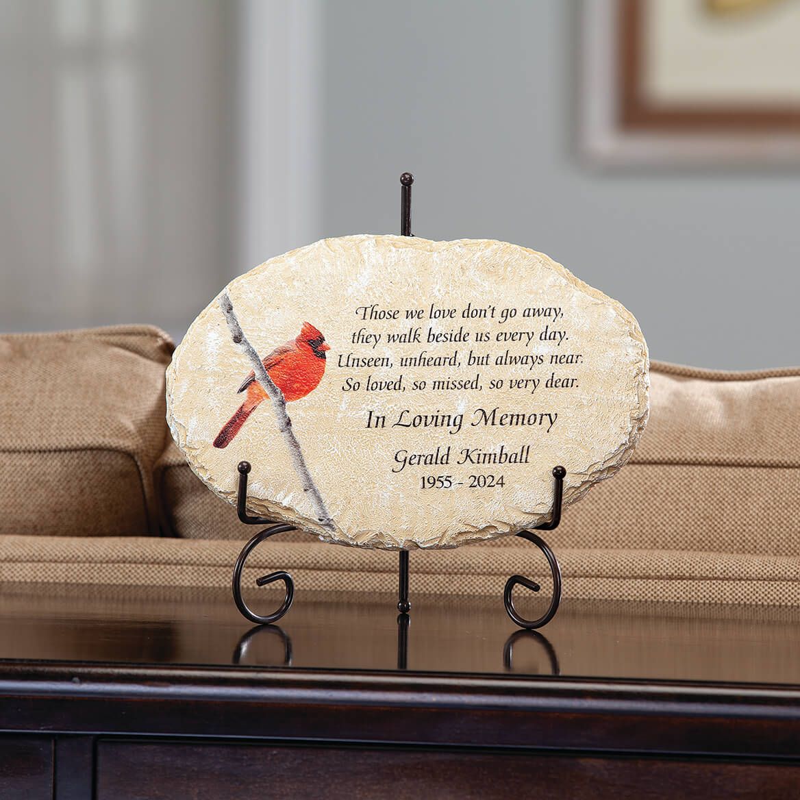 Personalized Oval-Shaped Cardinal Memorial Garden Stone + '-' + 374560