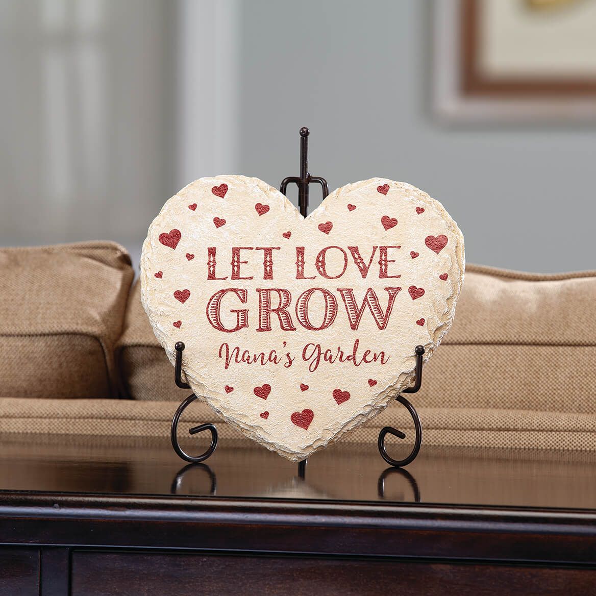 Personalized Heart-Shaped Let Love Grow Garden Stone + '-' + 374562