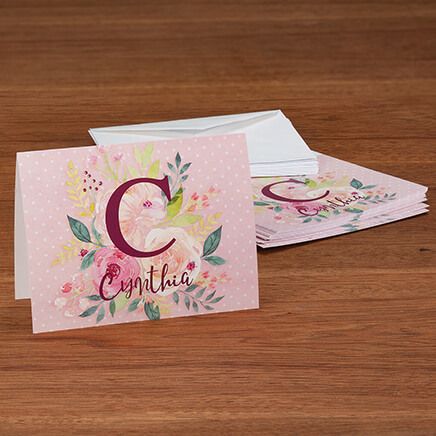 Personalized Pink Floral Note Cards, Set of 20-374901