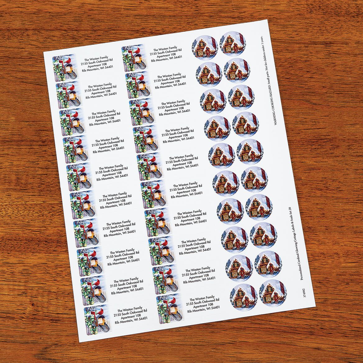 Personalized Cardinal Glowing Cottage Labels and Seals, Set of 20 + '-' + 374982