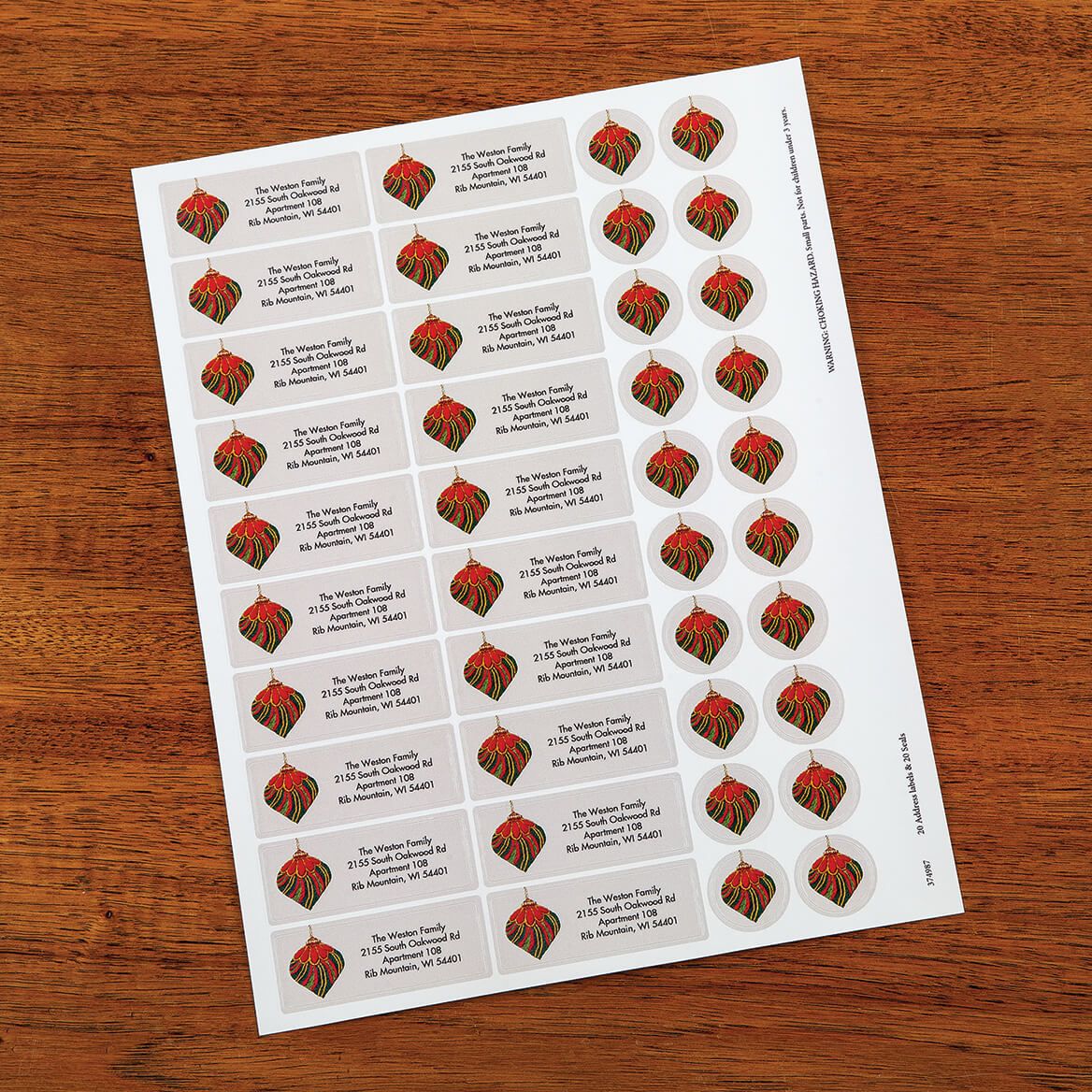 Personalized Festive Ornaments Labels and Seals, Set of 20 + '-' + 374987