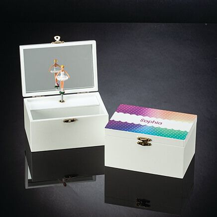 Personalized Rainbow Dots Children's Jewelry Box-375086