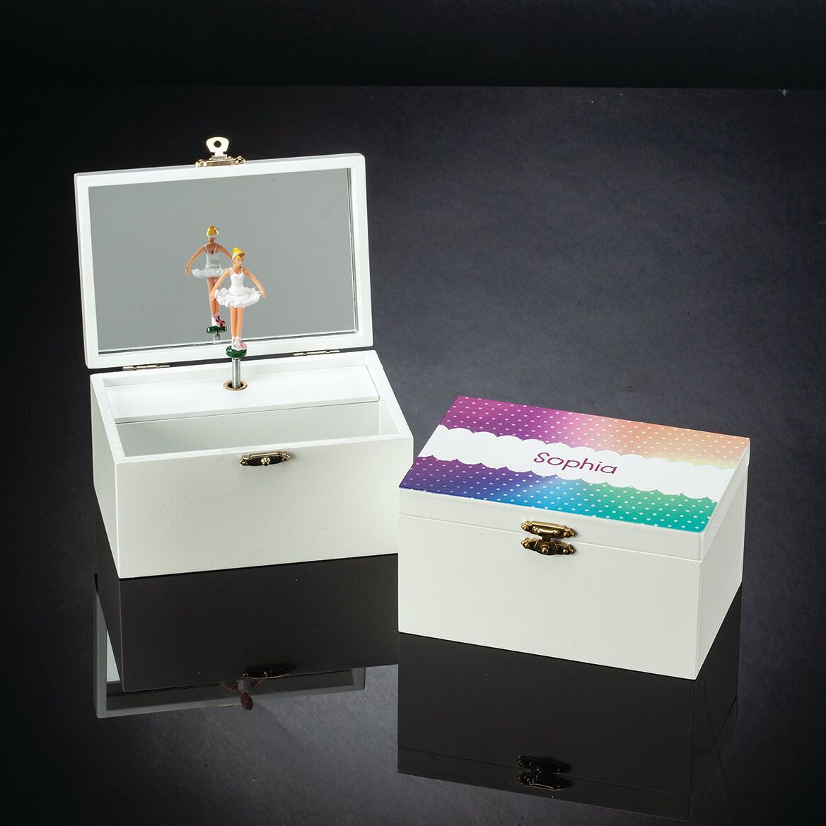 Personalized Rainbow Dots Children's Jewelry Box + '-' + 375086