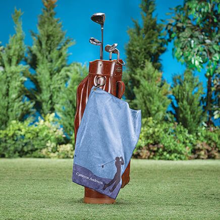 Personalized Male Silhouette Golf Towel-375090