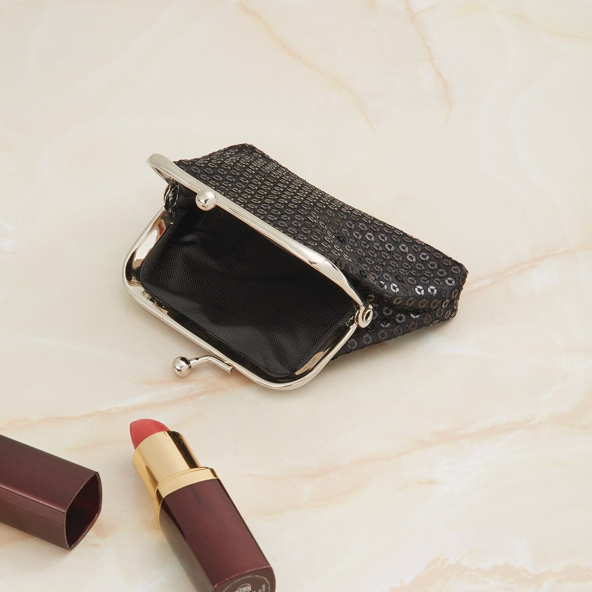 Black Sequin Coin Purse + '-' + 375151