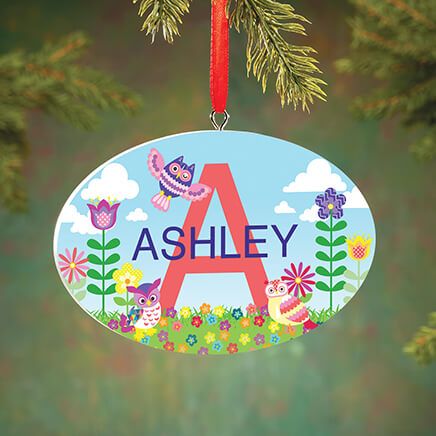 View product details for Personalized Owls & Flowers Ornament