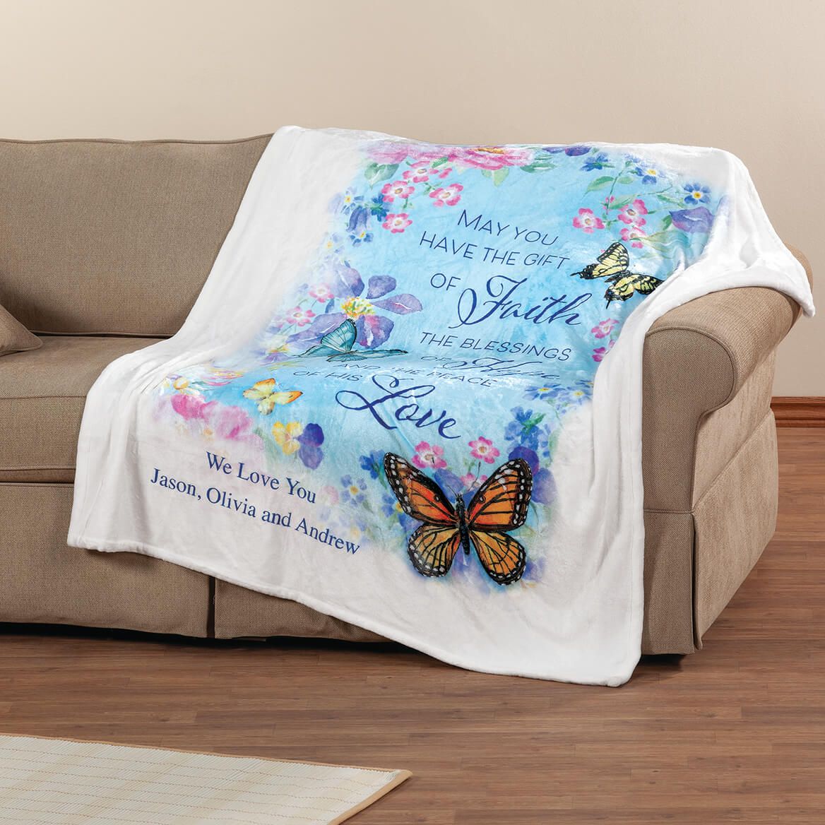 Personalized Butterfly Blessings Throw + '-' + 375620
