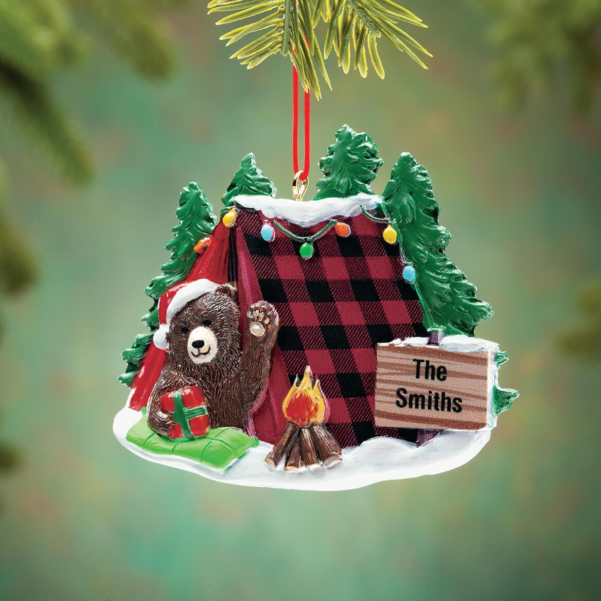 Personalized Bear in Tent Ornament + '-' + 375719