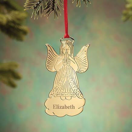 Personalized Gold-Tone Praying Angel Ornament-375756