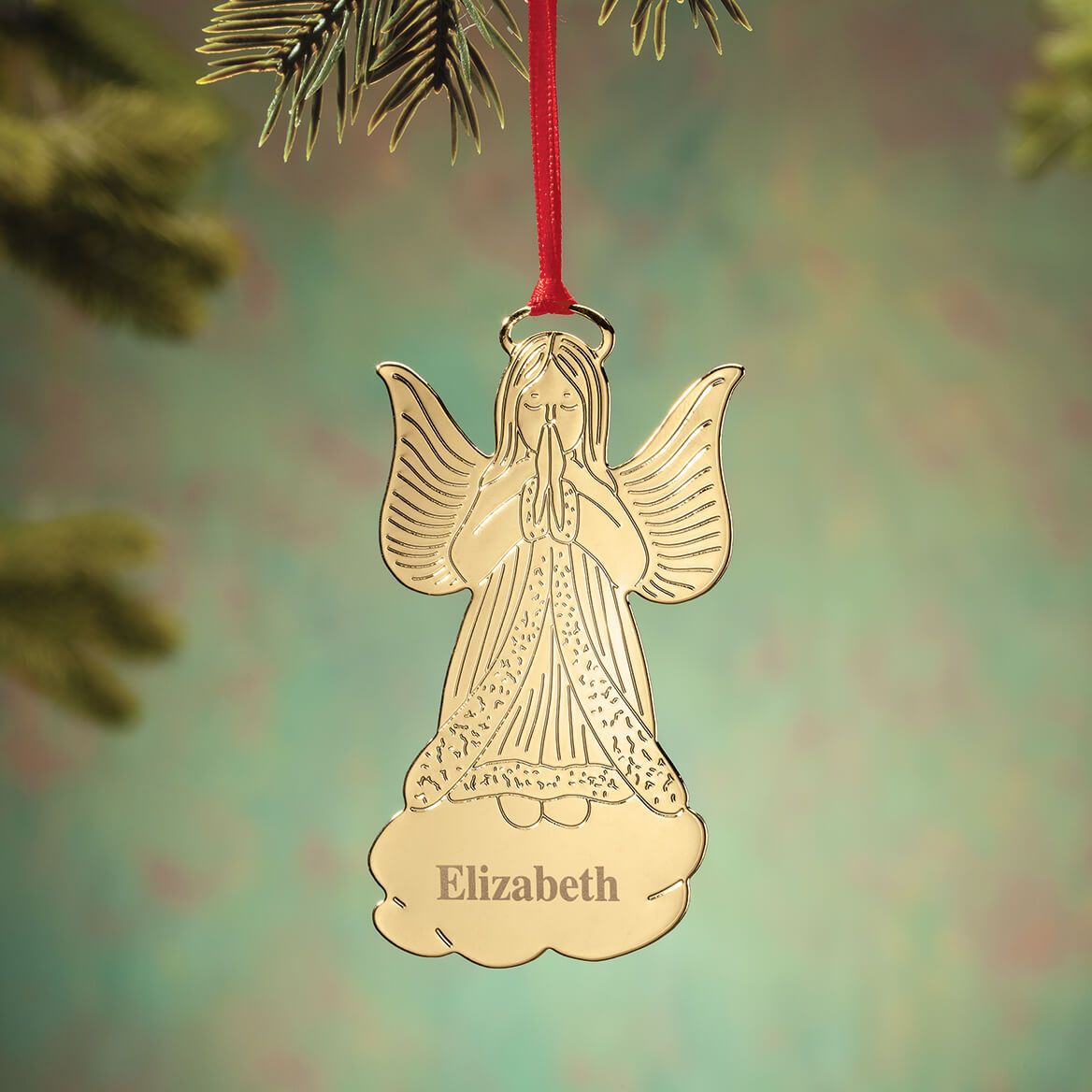 Personalized Gold-Tone Praying Angel Ornament + '-' + 375756