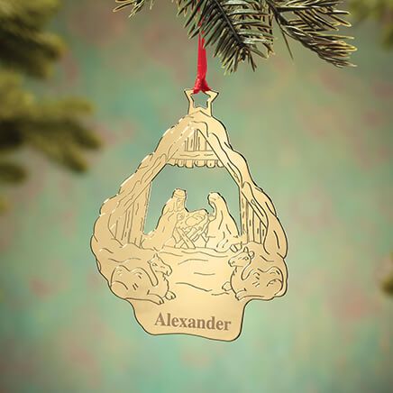 Personalized Goldtone Nativity Ornament-375757
