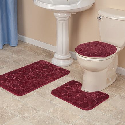 3-Piece Shell-Embossed Memory Foam Bathroom Mat Set-375844