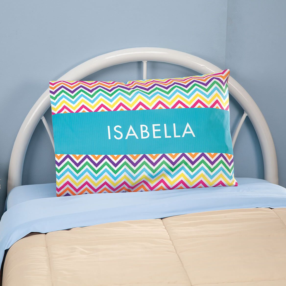 Personalized Rainbow Chevron Pillowcase + '-' + 375888