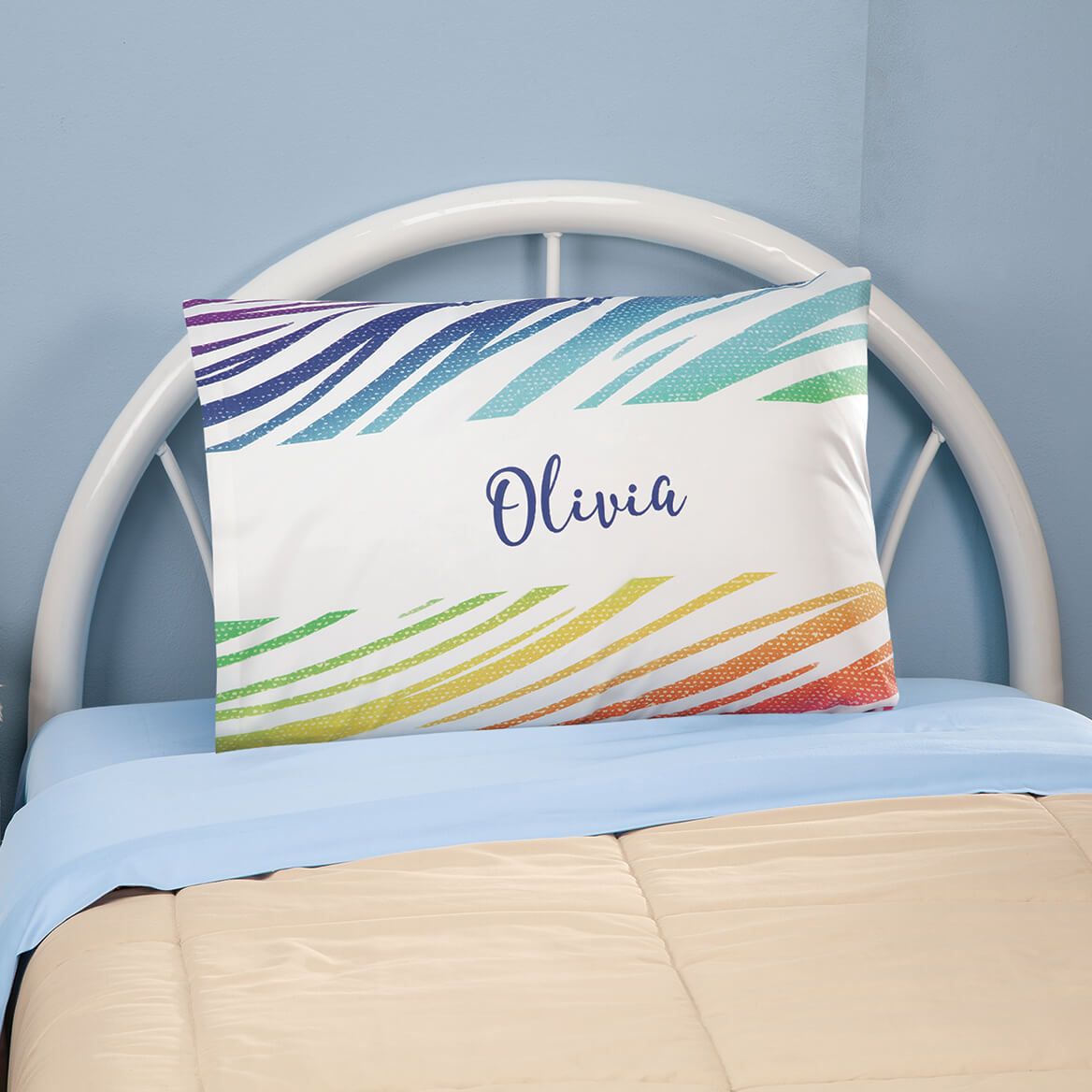 Personalized Zebra Rainbow Pillowcase + '-' + 375891
