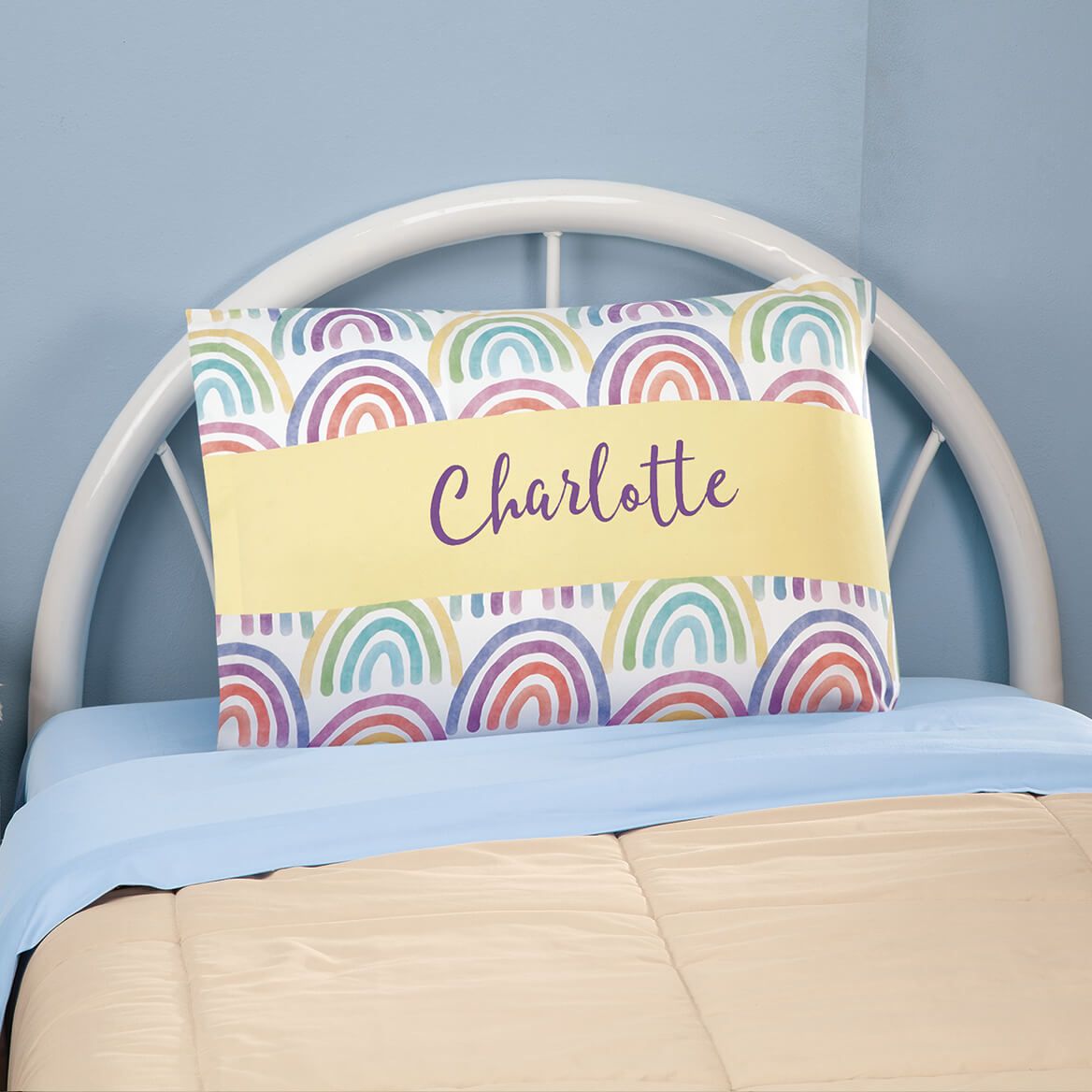 Personalized Watercolor Rainbows Pillowcase + '-' + 375892
