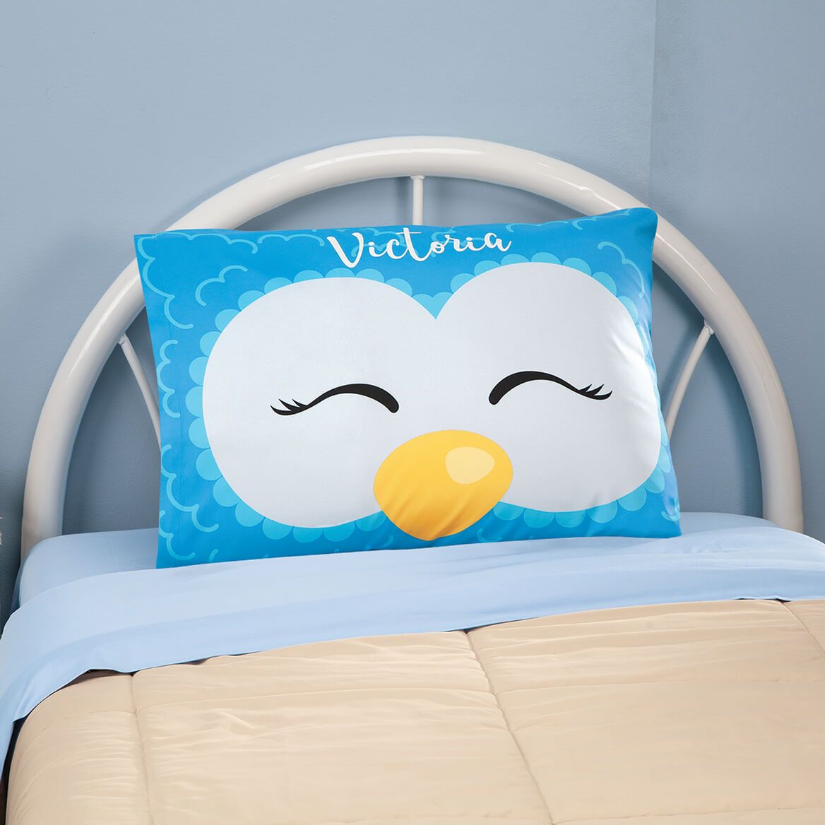 Personalized Blue Owl Pillowcase + '-' + 375898