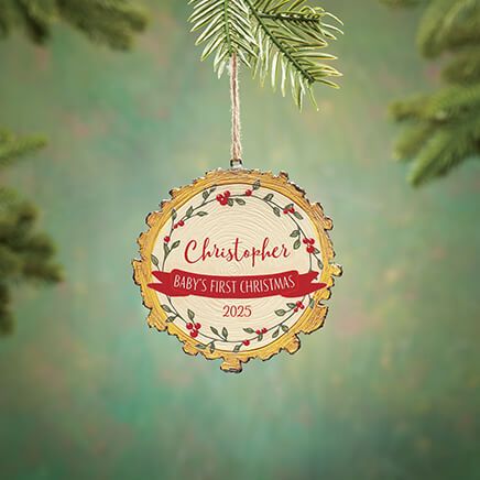 Personalized Baby's First Christmas Wood Slice Ornament-375919