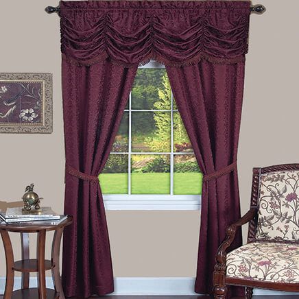 Panache 5 pc Damask Curtain Set-375966