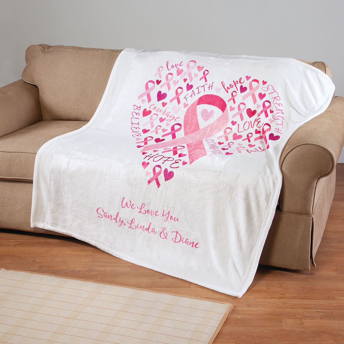 Personalized Cancer Support Fleece Throw Blanket + '-' + 376402
