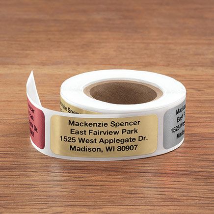 Personalized Foil Labels Red, Silver & Gold, Roll of 200-376433