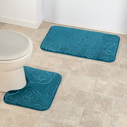 2-Piece Rose Embossed Memory Foam Mat Set-376550