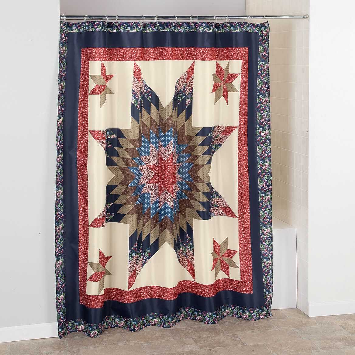 Diamond Patchwork Shower Curtain Set + '-' + 376707
