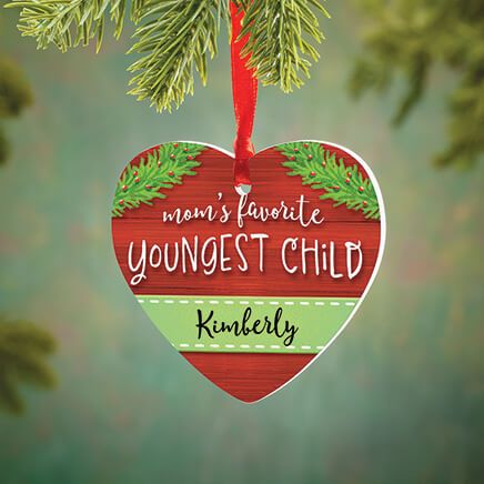 Personalized Mom's Favorite Youngest Child Heart Ornament-376963
