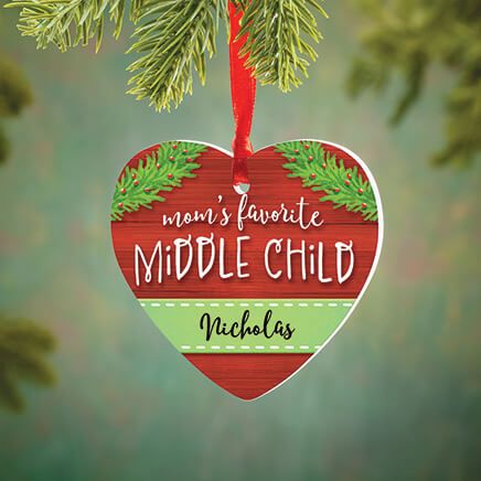 Personalized Mom's Favorite Middle Child Heart Ornament-376964