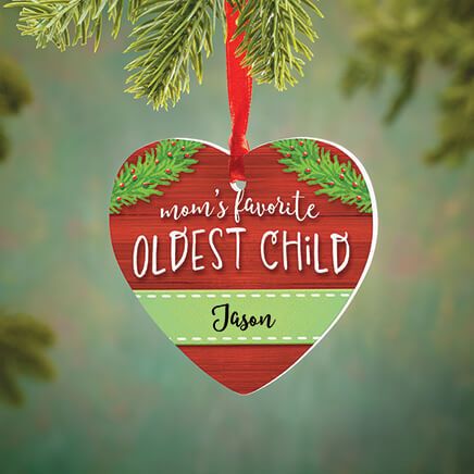 Personalized Mom's Favorite Oldest Child Heart Ornament-376965