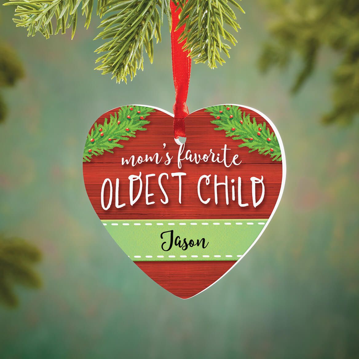 Personalized Mom's Favorite Oldest Child Heart Ornament + '-' + 376965