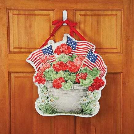 Patriotic Geraniums Door Hanger by Holiday Peak™-377020