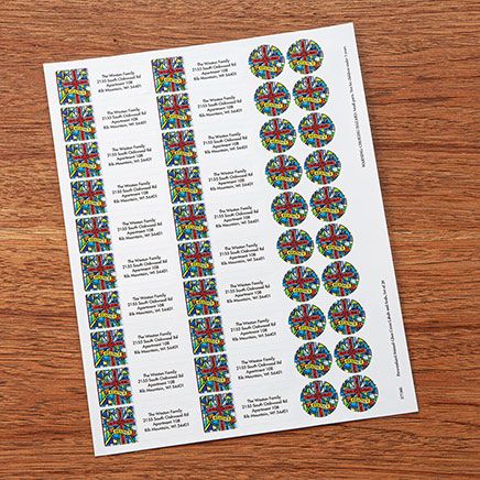 Personalized Stained-Glass Cross Labels and Seals, Set of 20-377360
