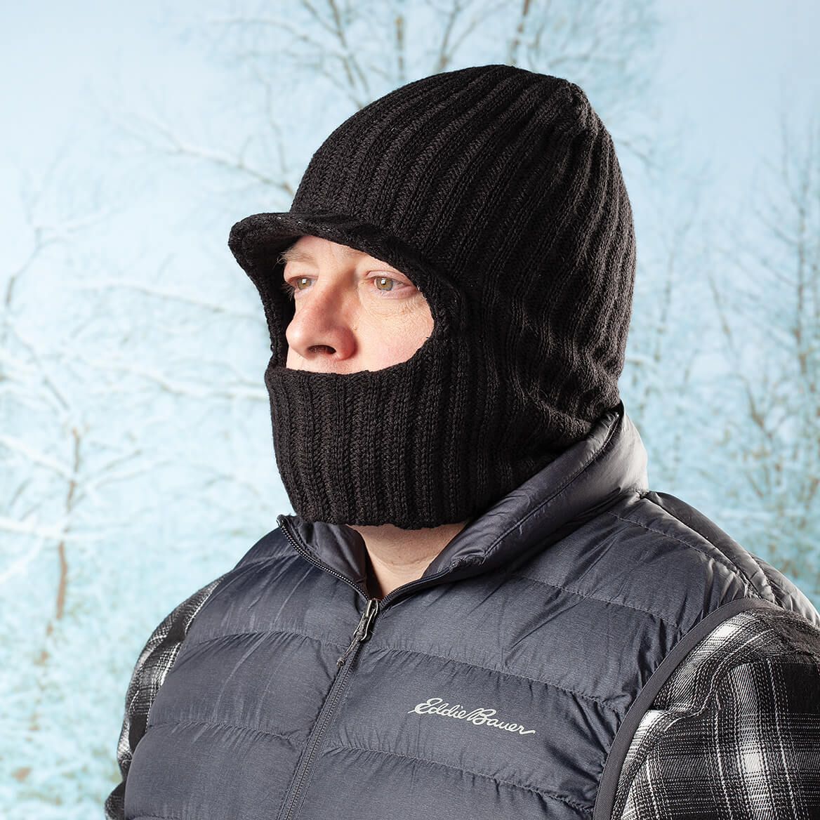 2-In-1 Knit Visor Hat with Convertible Neck Warmer + '-' + 377560