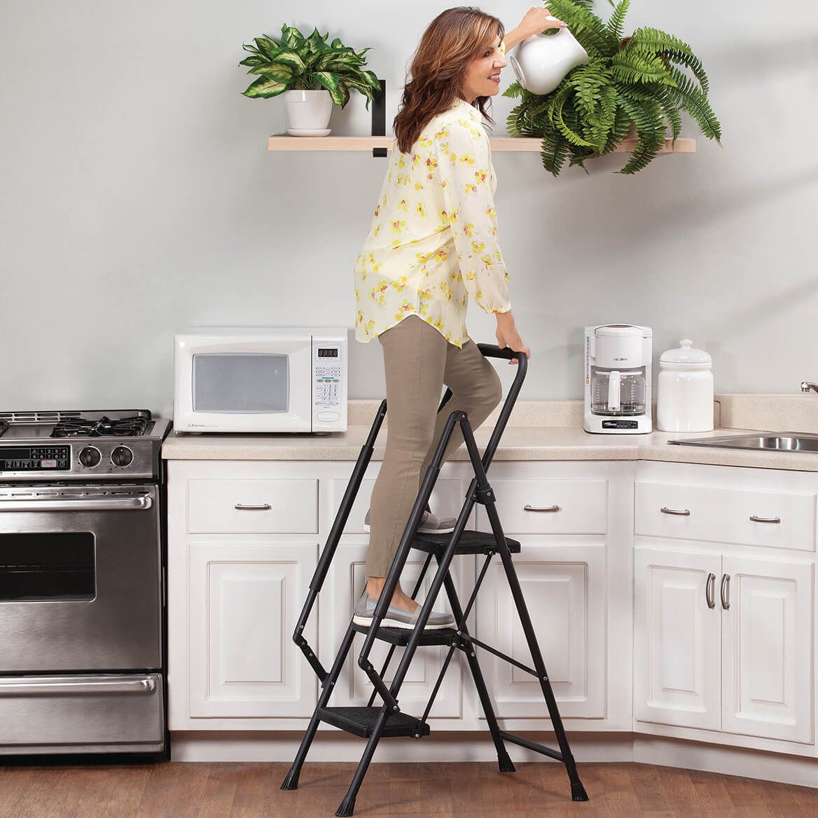 3-Step Ladder with Padded Handrails By LivingSURE™ + '-' + 377649