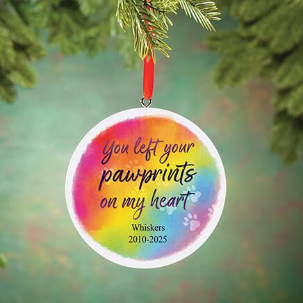Personalized You Left Pawprints on My Heart Rainbow Ornament-377653
