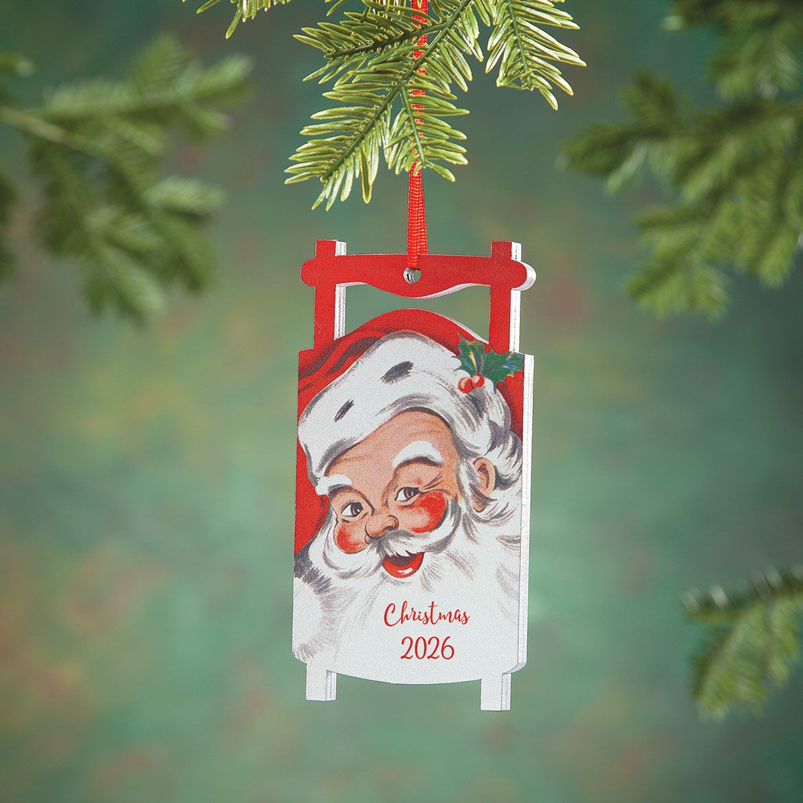Personalized Vintage Santa Sled Ornament
